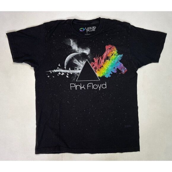 Liquid Blue Pink Floyd Graphic T-shirt Women Medium Black Music - Picture 1 of 6